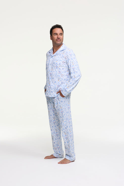 LoveShackFancy x Roller Rabbit Mens Starry Nights Lattice Long Sleeve Pajamas