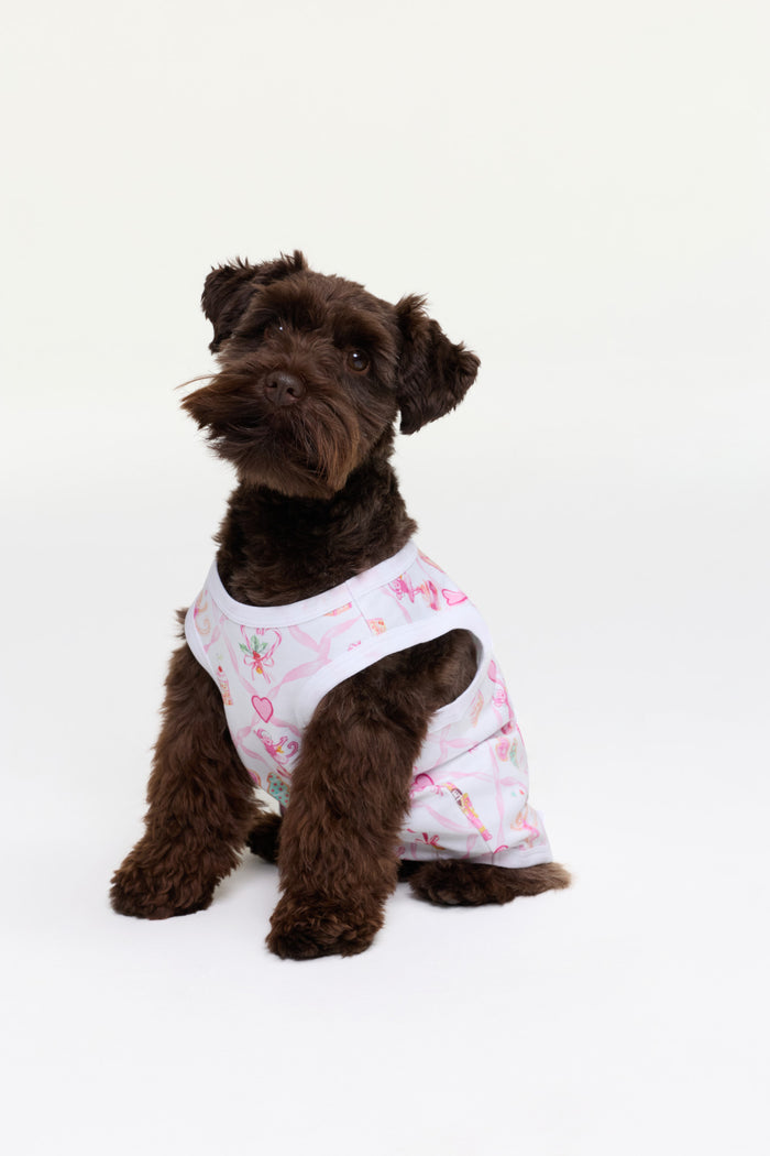 LoveShackFancy x Roller Rabbit Sugarplum Lattice Dog Pajamas