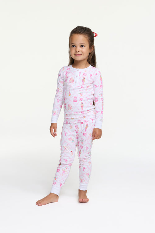 LoveShackFancy x Roller Rabbit Kids Sugarplum Lattice Pajamas