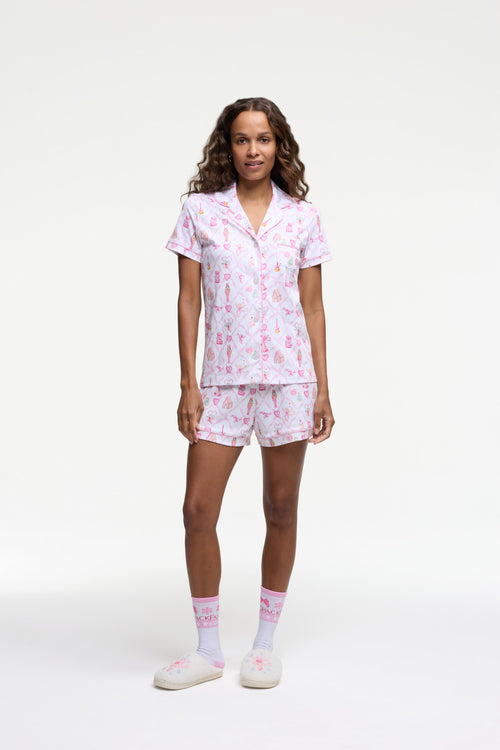 LoveShackFancy x Roller Rabbit Sugarplum Lattice Polo Pajamas