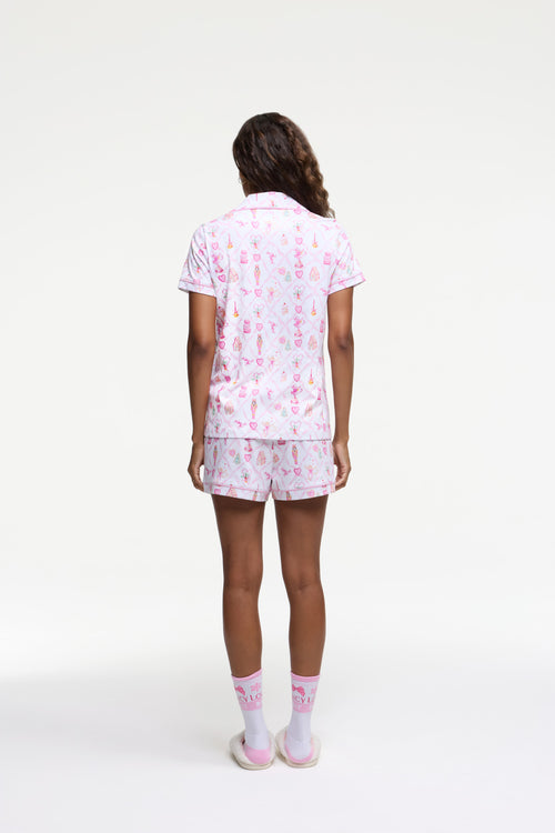 LoveShackFancy x Roller Rabbit Sugarplum Lattice Polo Pajamas