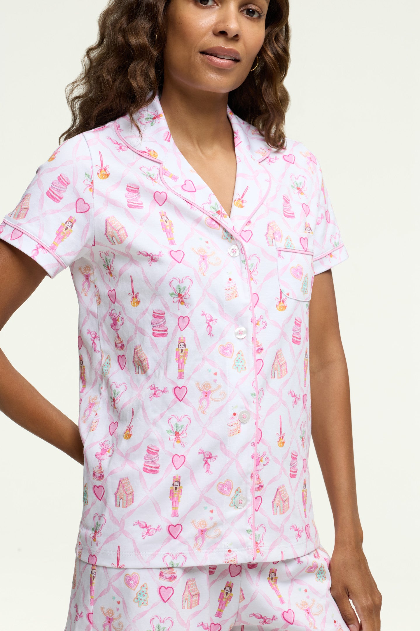 LoveShackFancy x Roller Rabbit Sugarplum Lattice Polo Pajamas