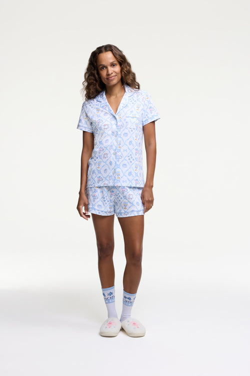 LoveShackFancy x Roller Rabbit Starry Nights Lattice Polo Pajamas