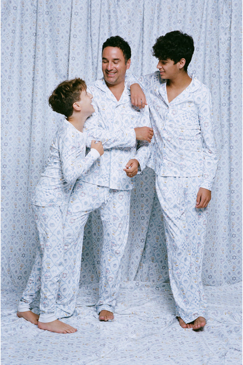 LoveShackFancy x Roller Rabbit Mens Starry Nights Lattice Long Sleeve Pajamas