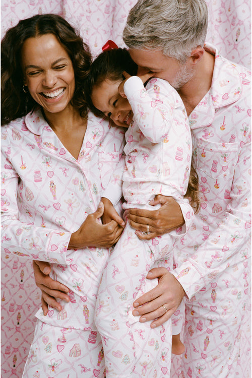 LoveShackFancy x Roller Rabbit Sugarplum Lattice Long Sleeve Polo Pajamas