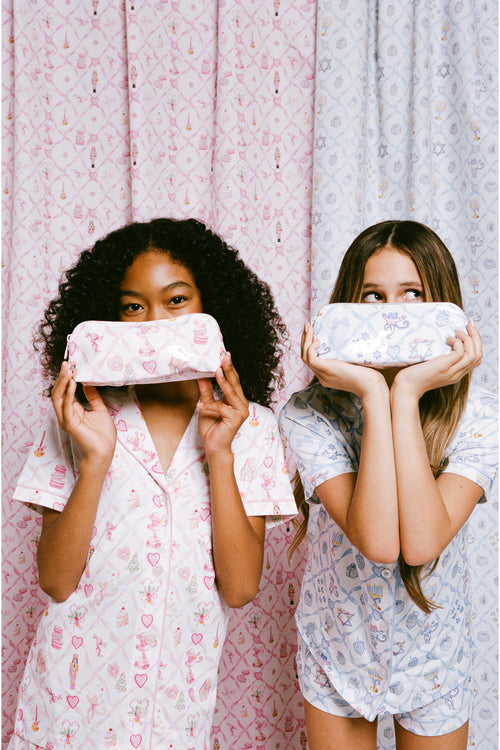 LoveShackFancy x Roller Rabbit Sugarplum Lattice Small Makeup Bag