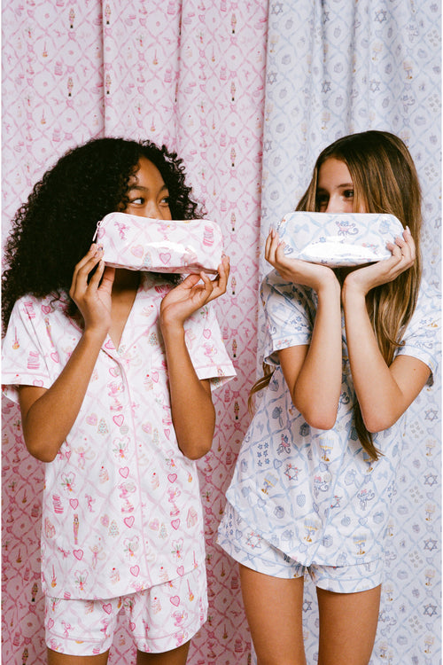 LoveShackFancy x Roller Rabbit Starry Nights Lattice Small Makeup Bag