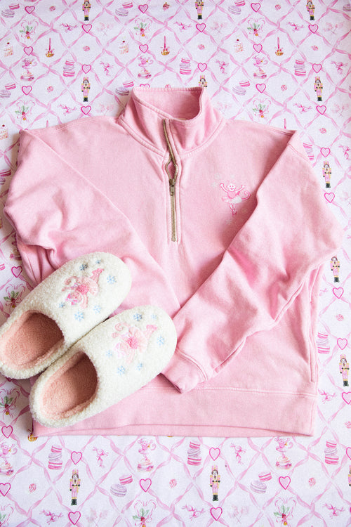 LoveShackFancy x Roller Rabbit Sugarplum Monkey Fuzzy Slippers