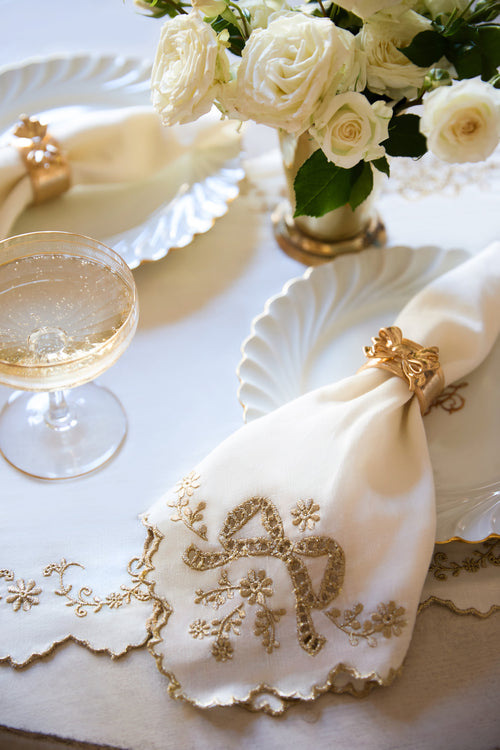 Heirloom Gold Bow Napkin Ring Set - Set Of 4