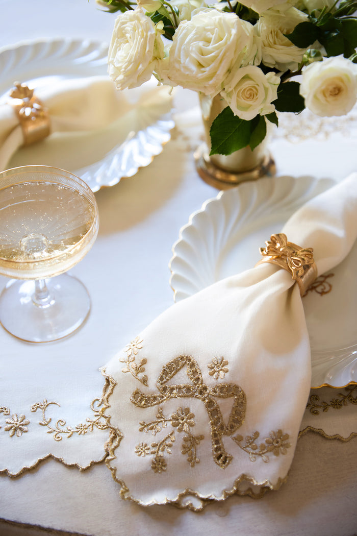 Winter Ribbon Dinner Napkins - Set Of 4