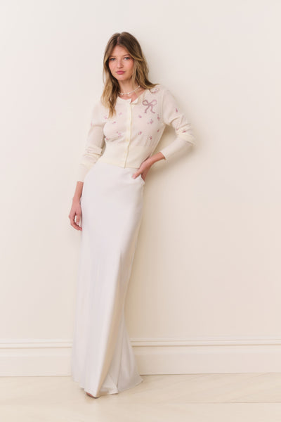 maurine maxi dress Maurine Satin Maxi Skirt for Women in Ivory, Size: 2XS, by LoveShackFancy