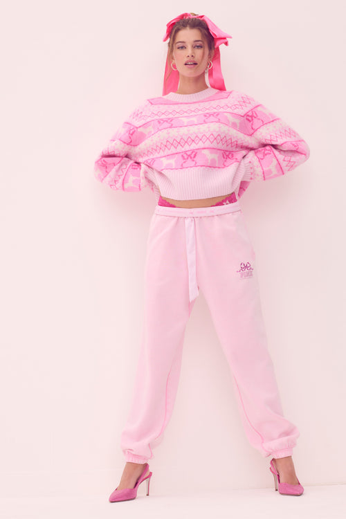 PINK x LoveShackFancy Fairisle Crew Boxy Full Sleeve Sweater