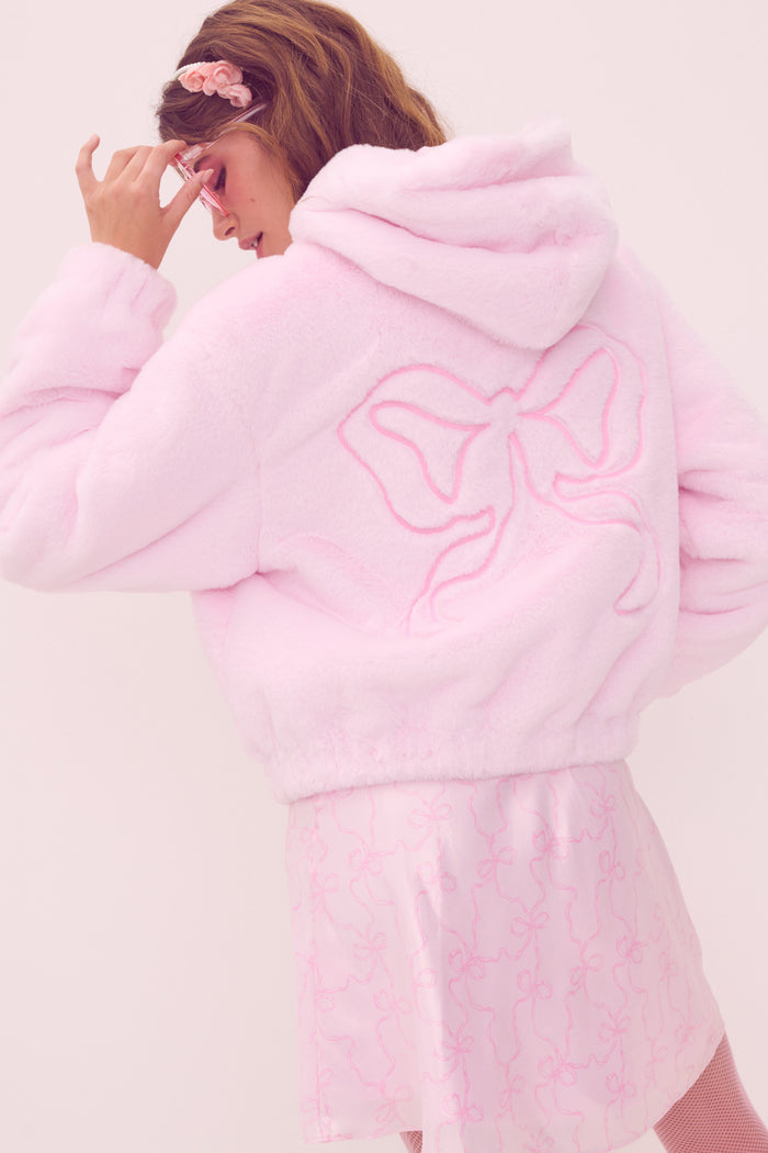 PINK x LoveShackFancy Faux Fur Bomber