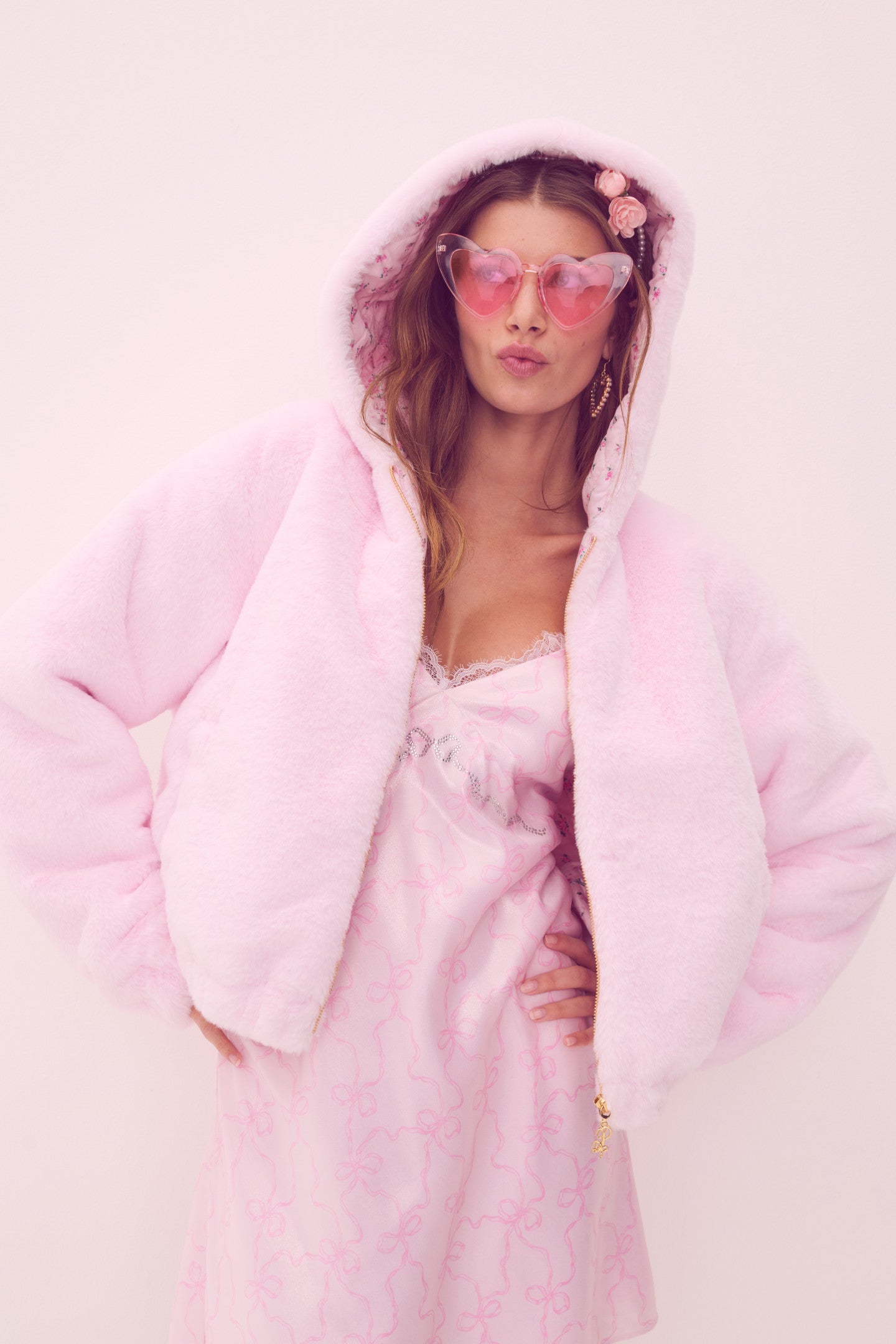 PINK x LoveShackFancy Faux Fur Bomber