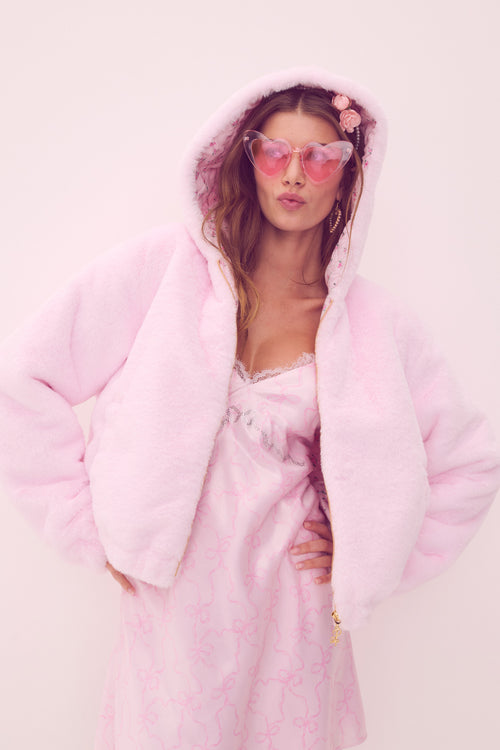 PINK x LoveShackFancy Faux Fur Bomber