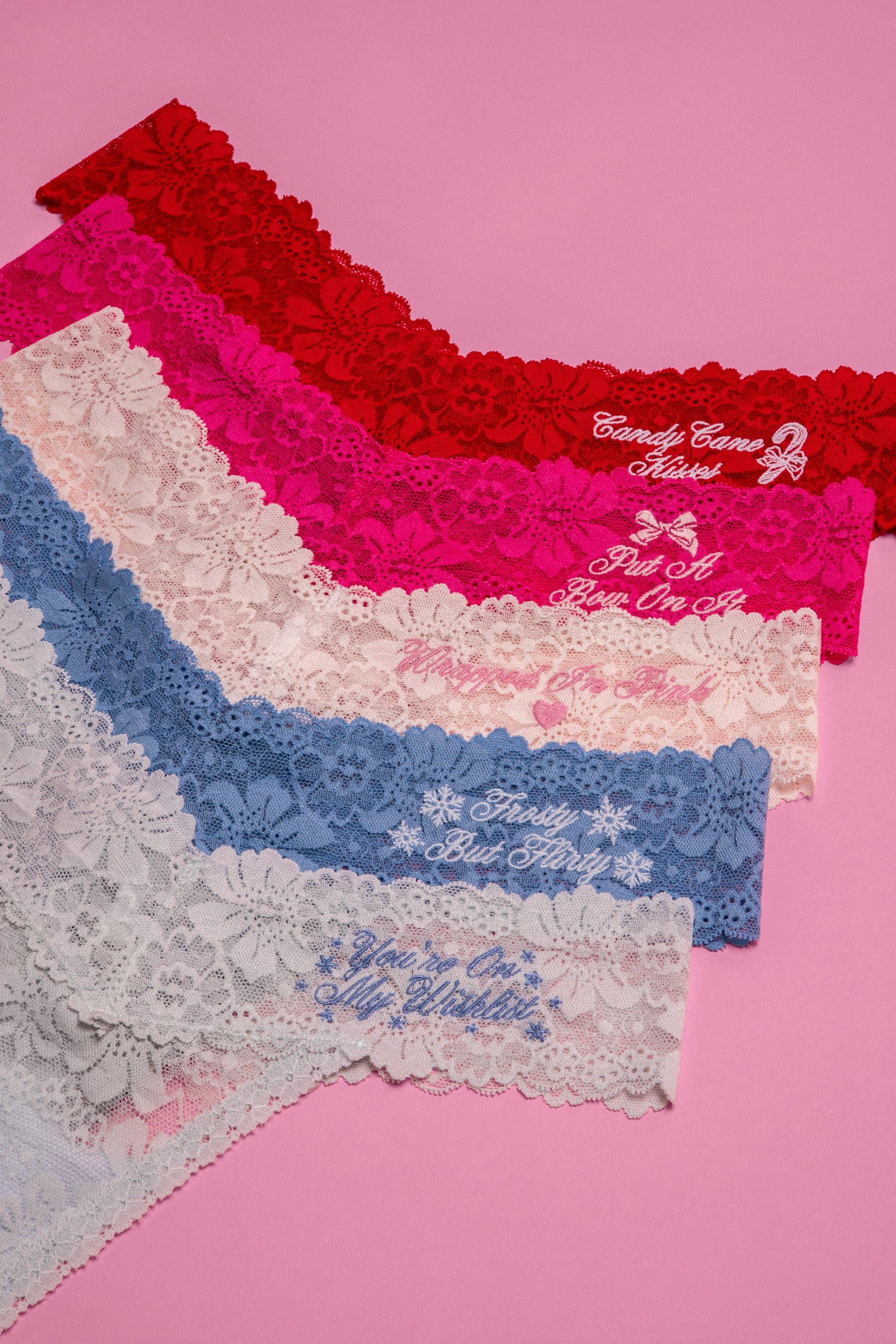 PINK x LoveShackFancy Wink Lace Thong Panties - Pack of 5