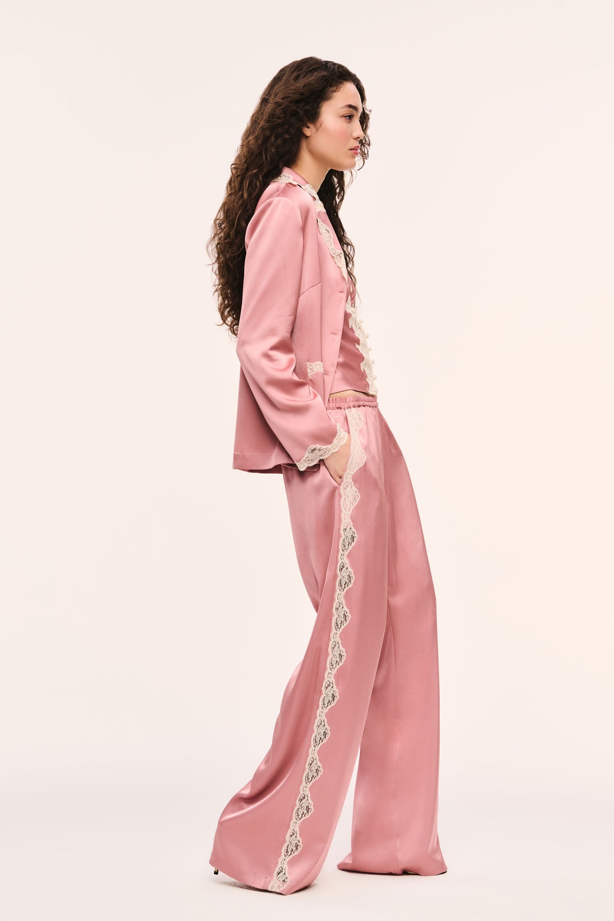Eleska Satin and Lace Pant