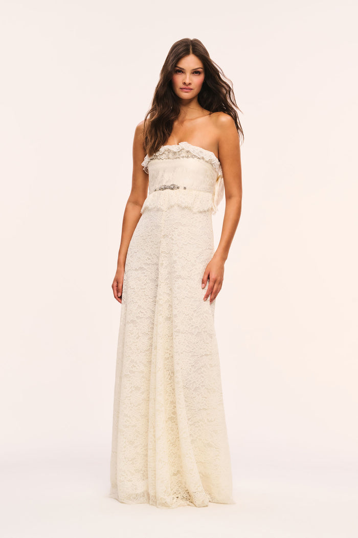 Jasmine Strapless Lace Maxi Dress