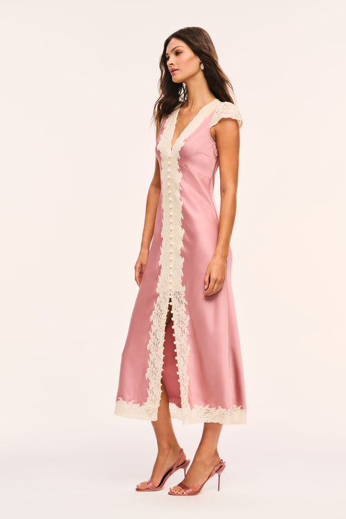Para Satin and Lace Midi Dress