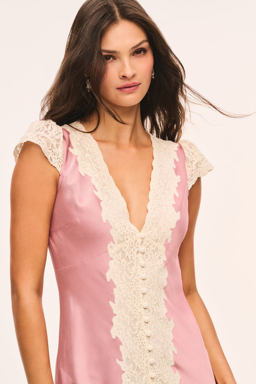 Para Satin and Lace Midi Dress