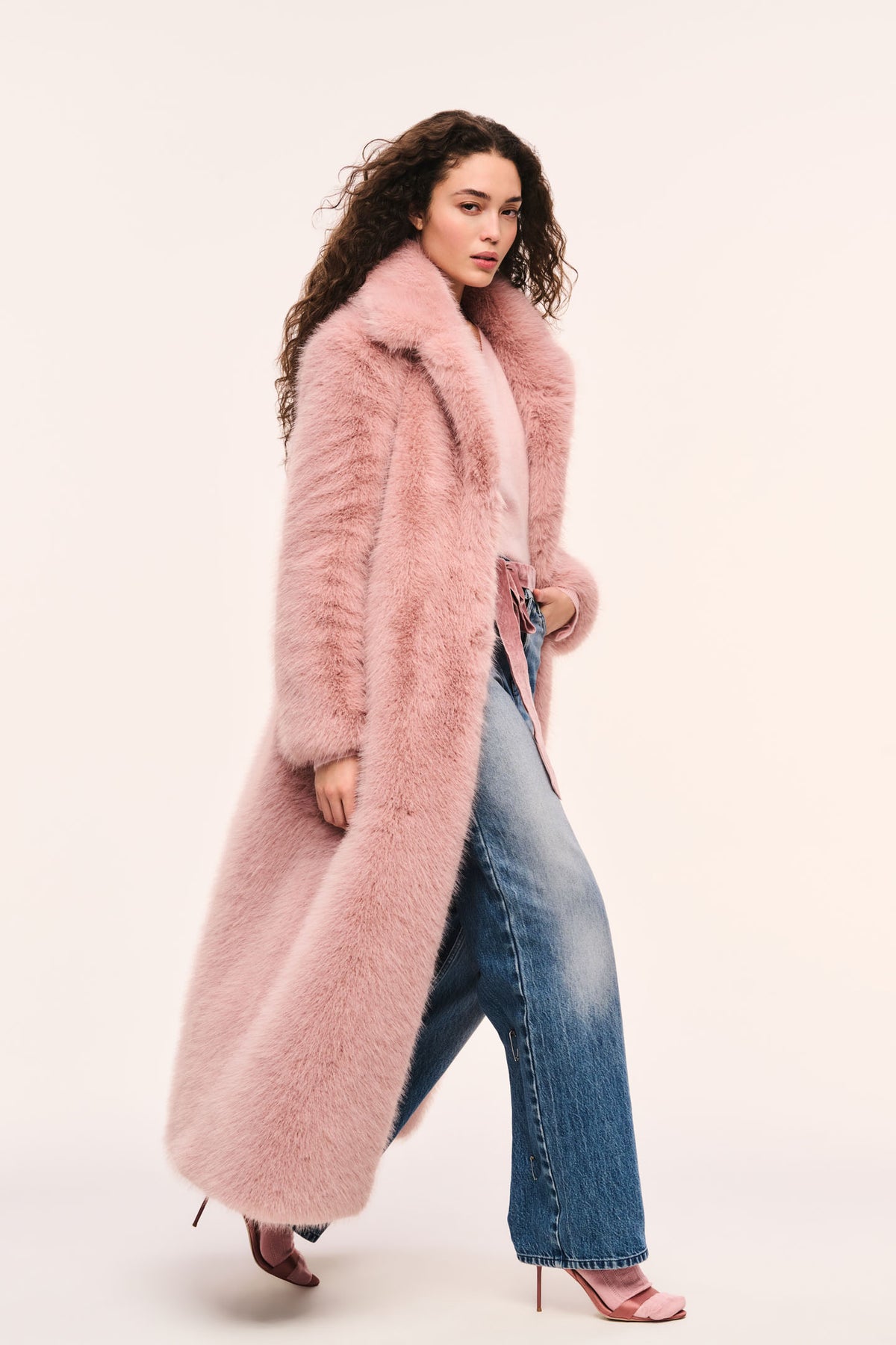 Soni Long Faux Fur Jacket - SMOKED MAUVE