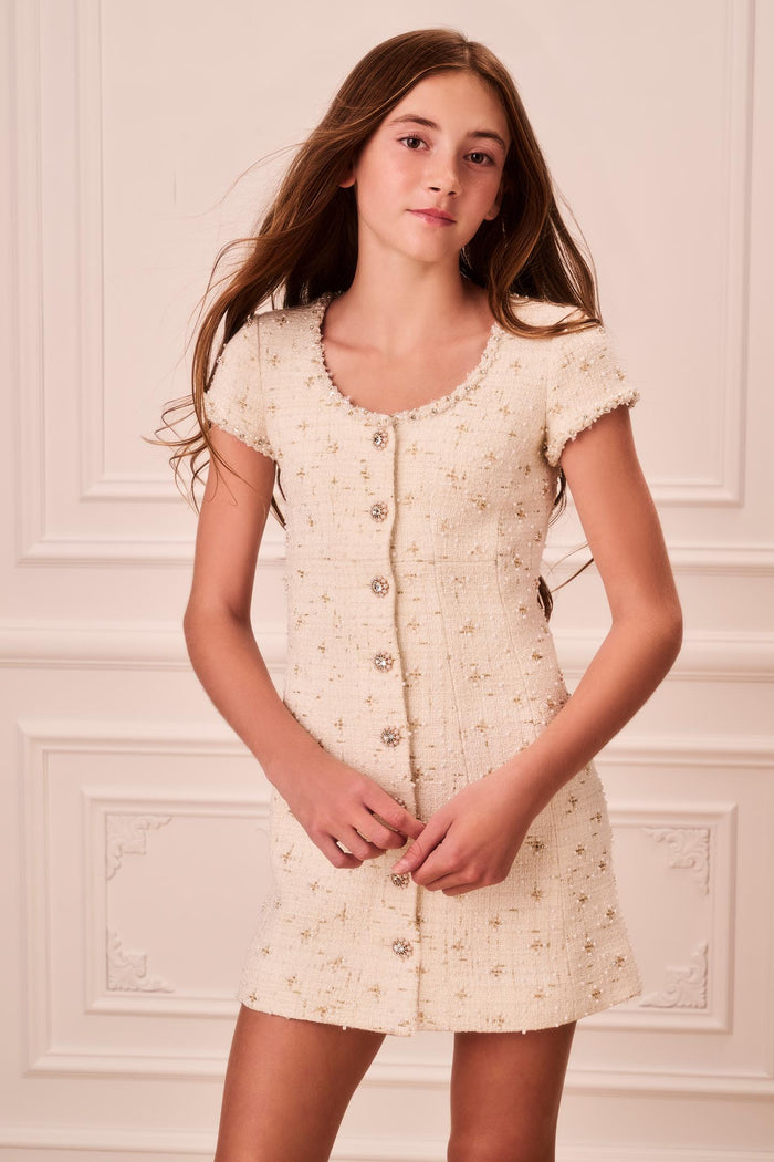 Tween Embellished Tweed Ahava Dress