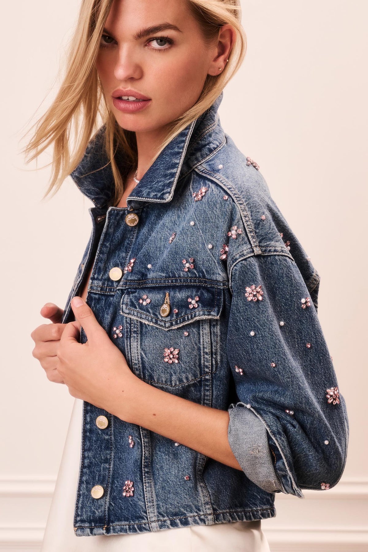 Amana Bejeweled Denim Jacket
