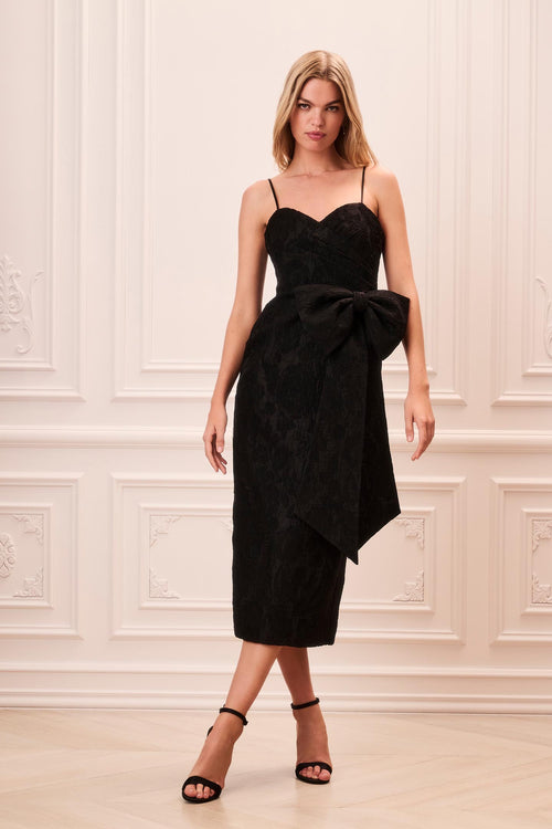 Dovato Jacquard Taffeta Bow Midi Dress