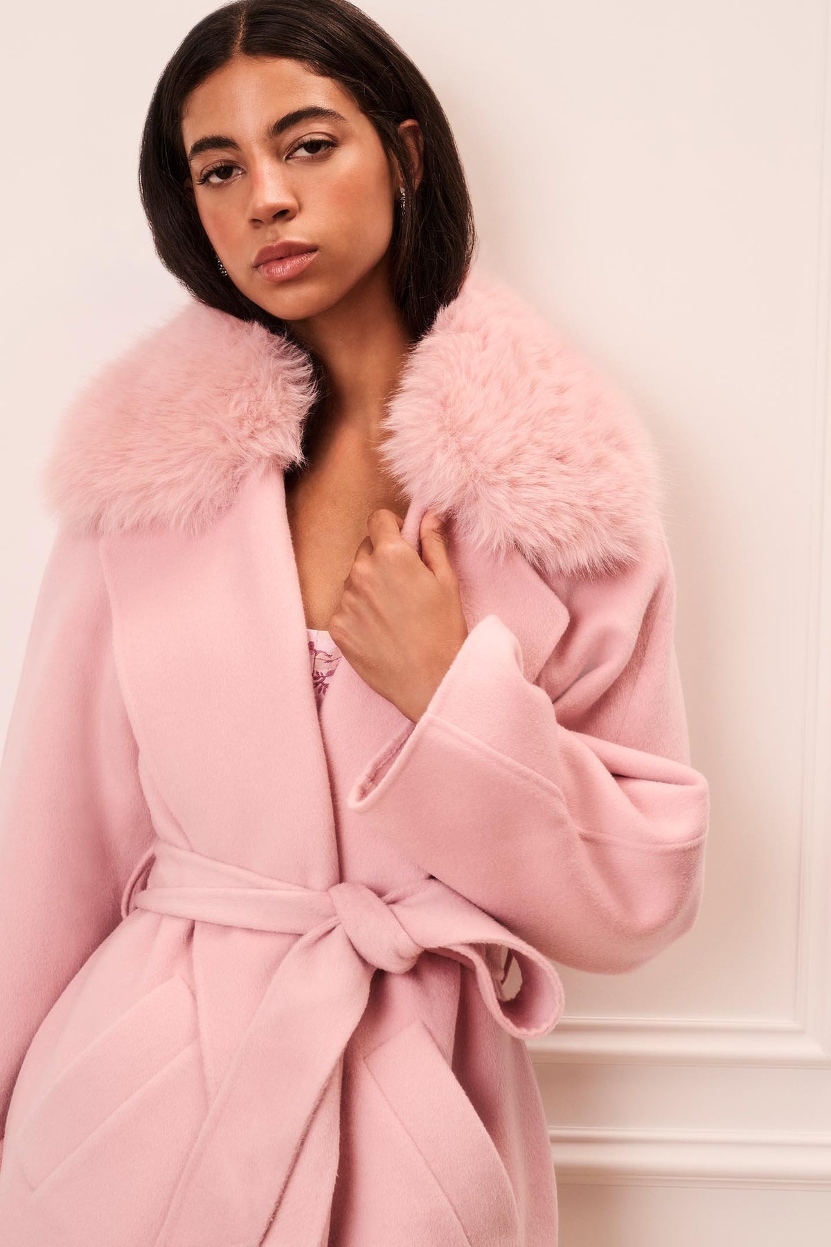 Katniss Faux Fur Collar Wool Coat
