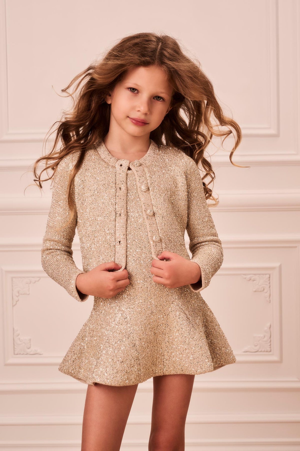 Little Girls Sparkle Knit Zialana Cardigan