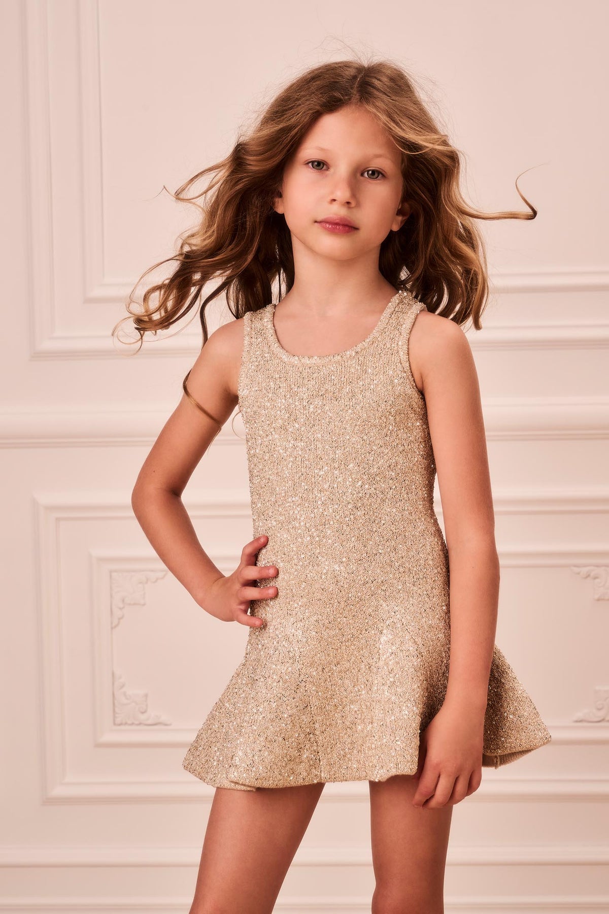Little Girls Sparkle Knit Loulou Dress