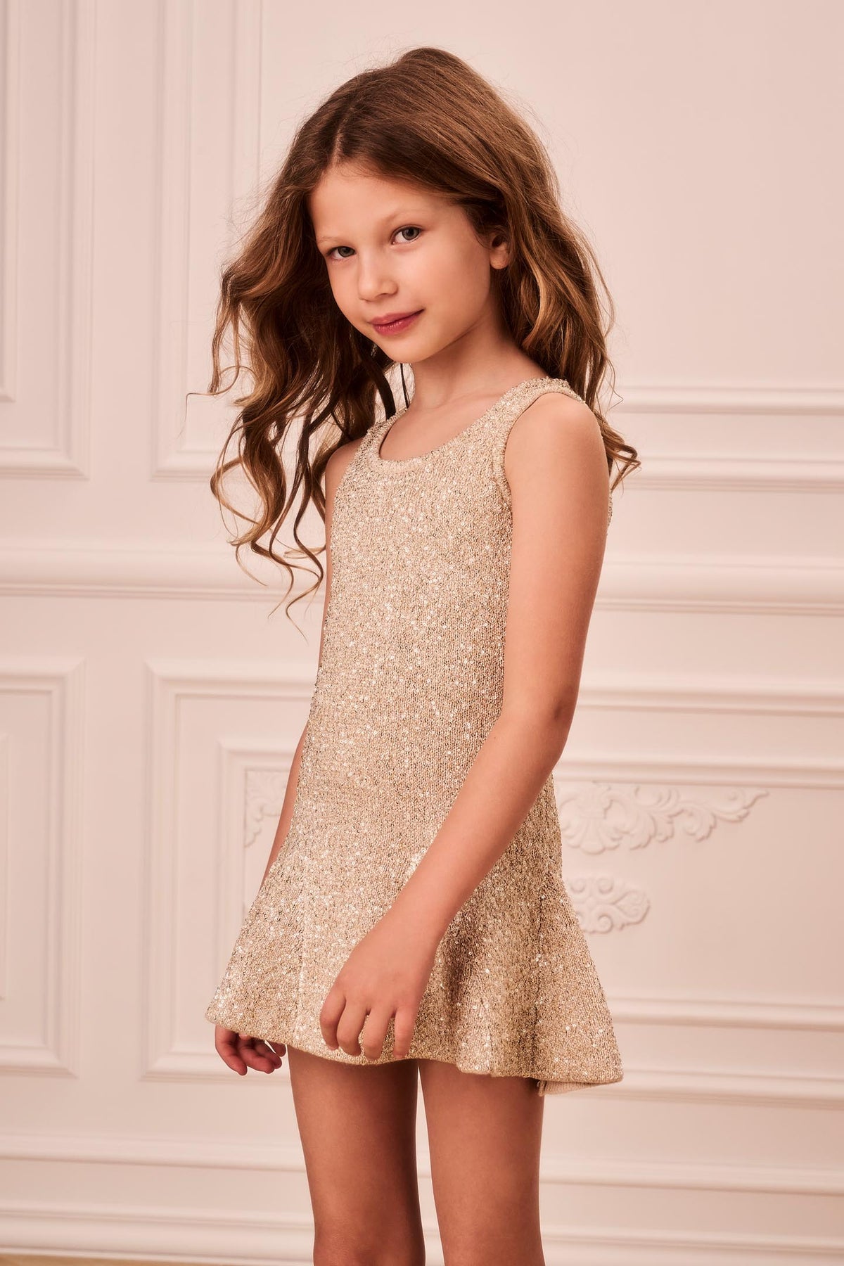 Little Girls Sparkle Knit Loulou Dress