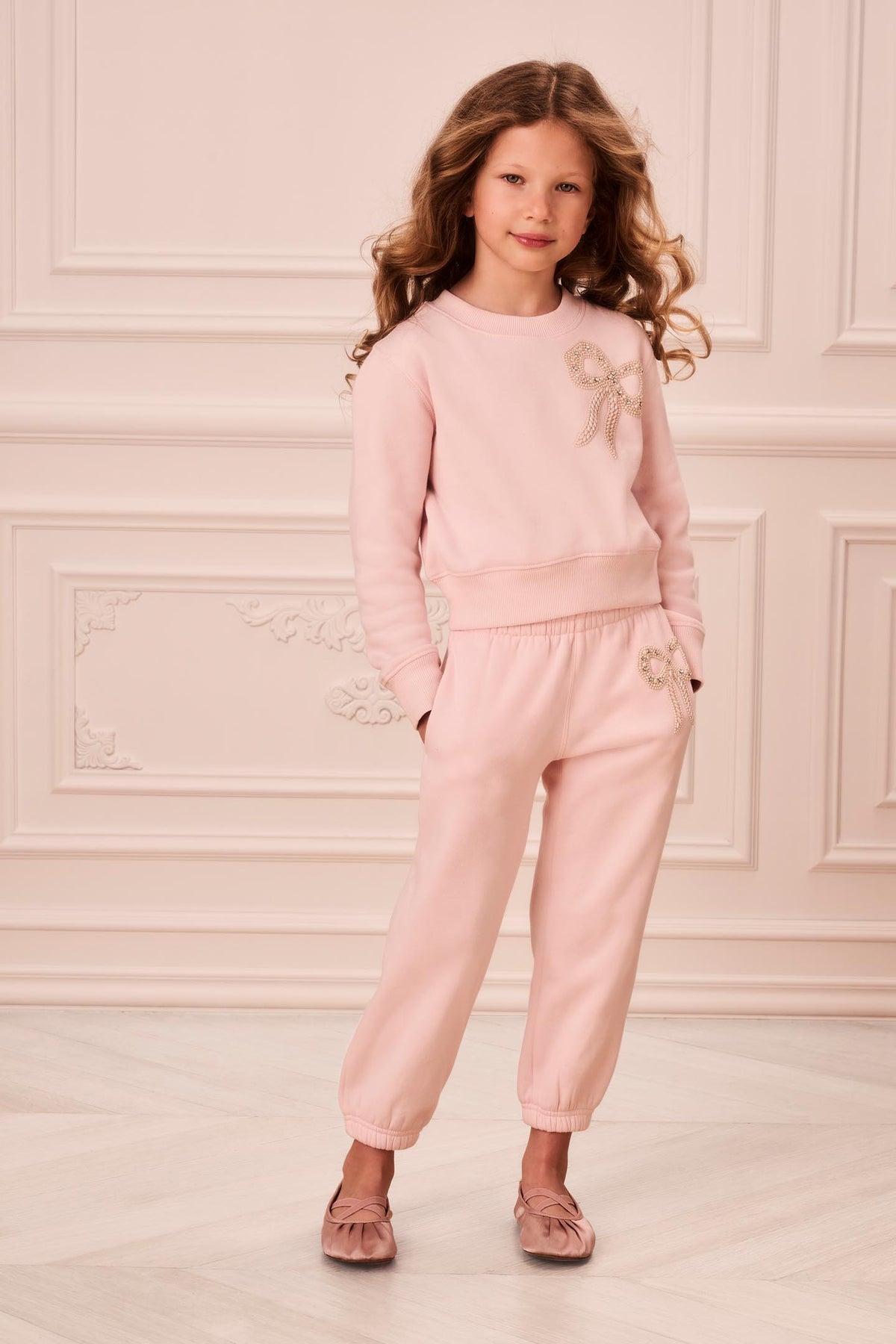 Little Girls Embellished Bow Lumi Pullover