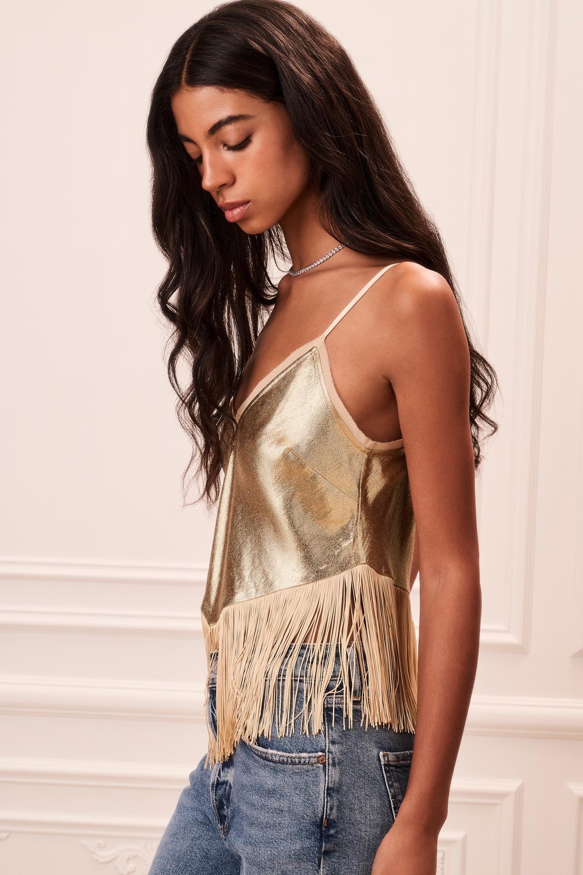 Safina Metallic Fringe Top