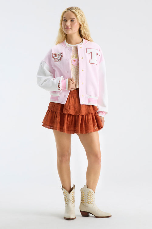 Fanatics x LoveShackFancy Collegiate Varsity Jacket