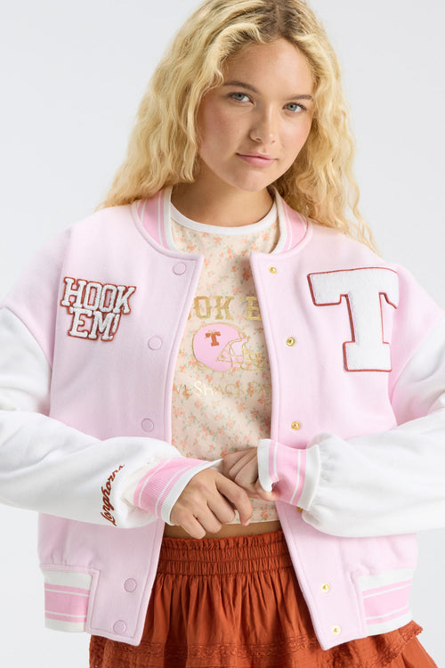 Fanatics x LoveShackFancy Collegiate Varsity Jacket