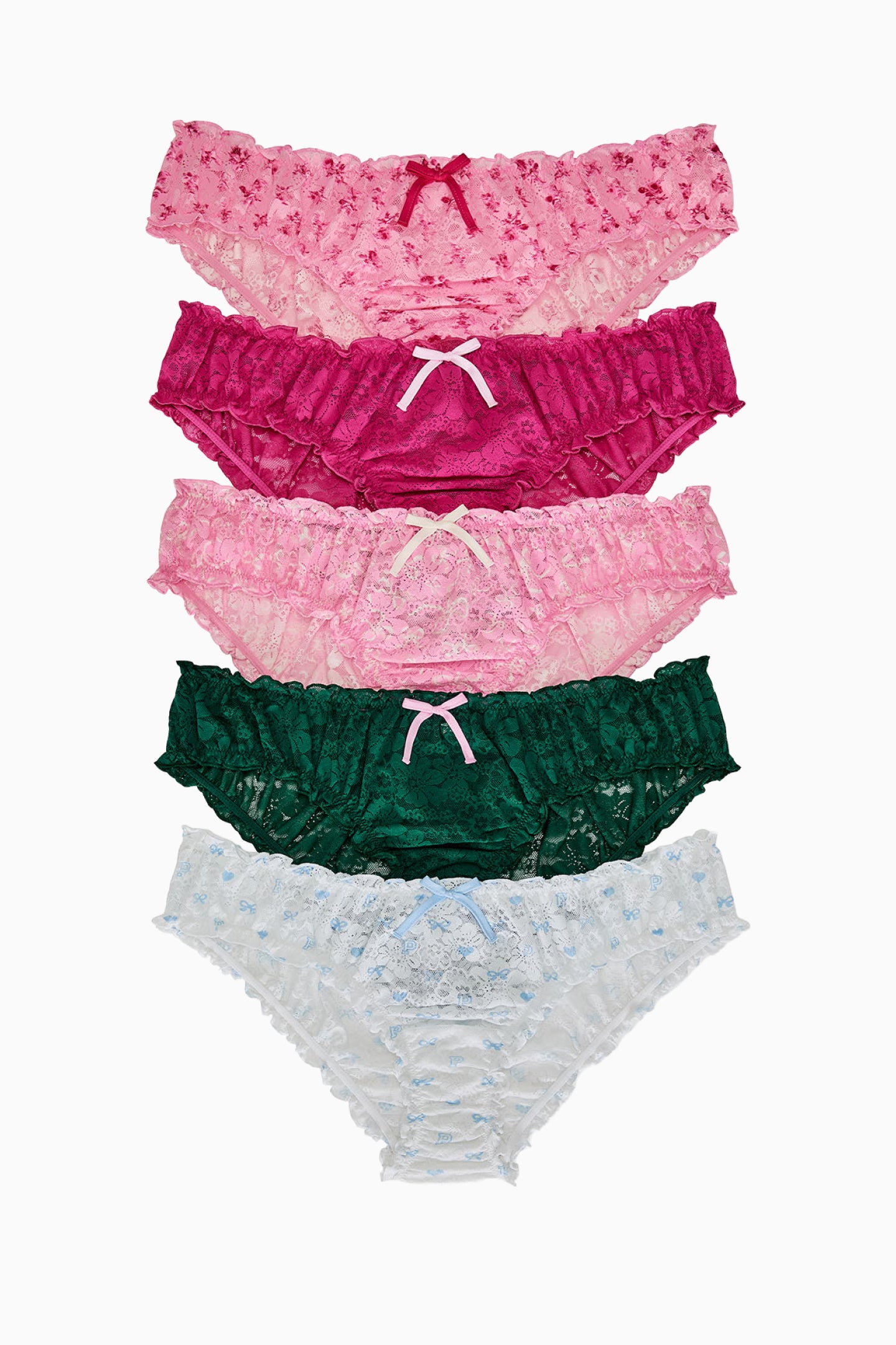 PINK x LoveShackFancy Wink Lace Ruffle Cheeky Panties - Pack of 5