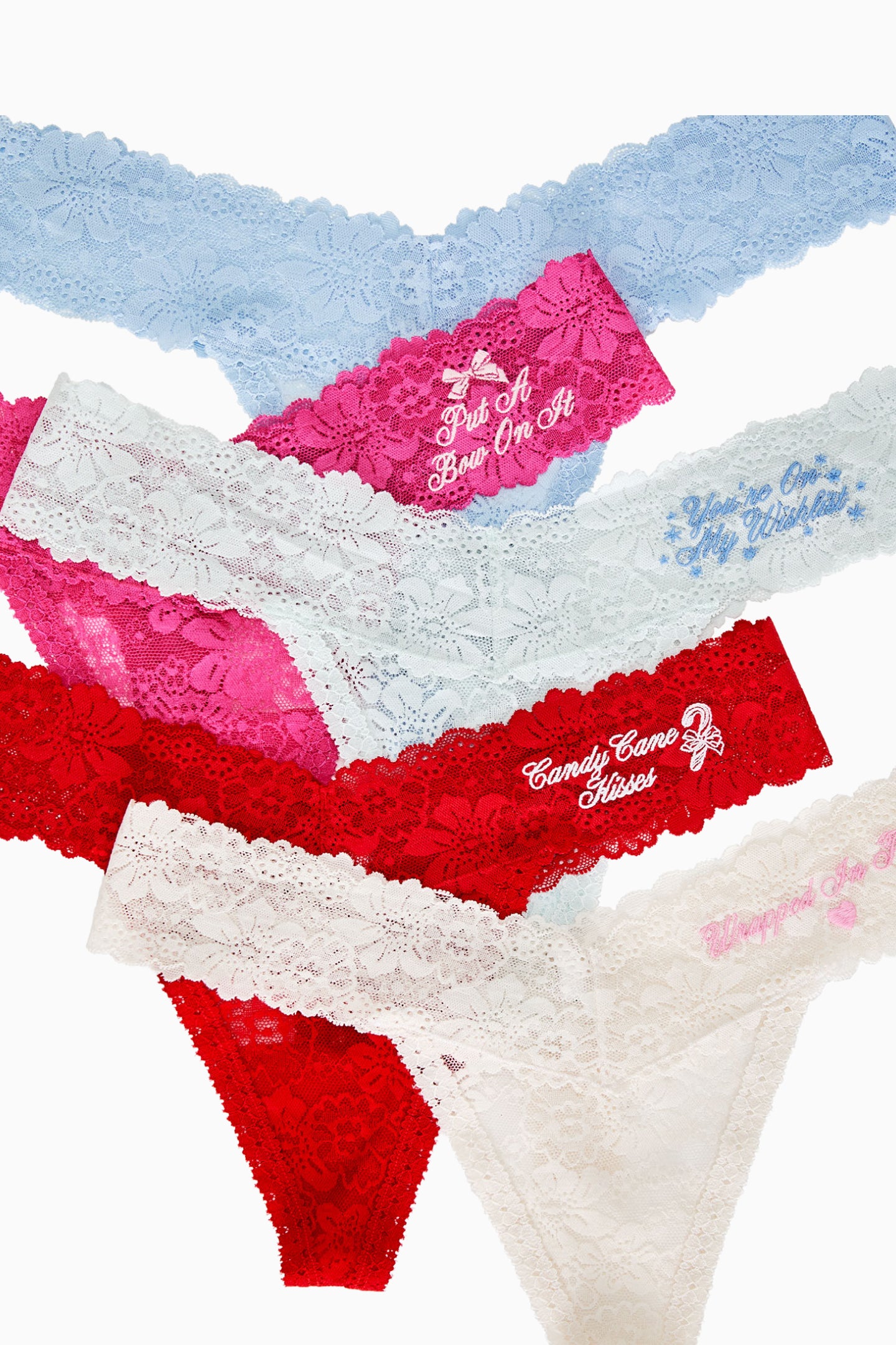 PINK x LoveShackFancy Wink Lace Thong Panties - Pack of 5
