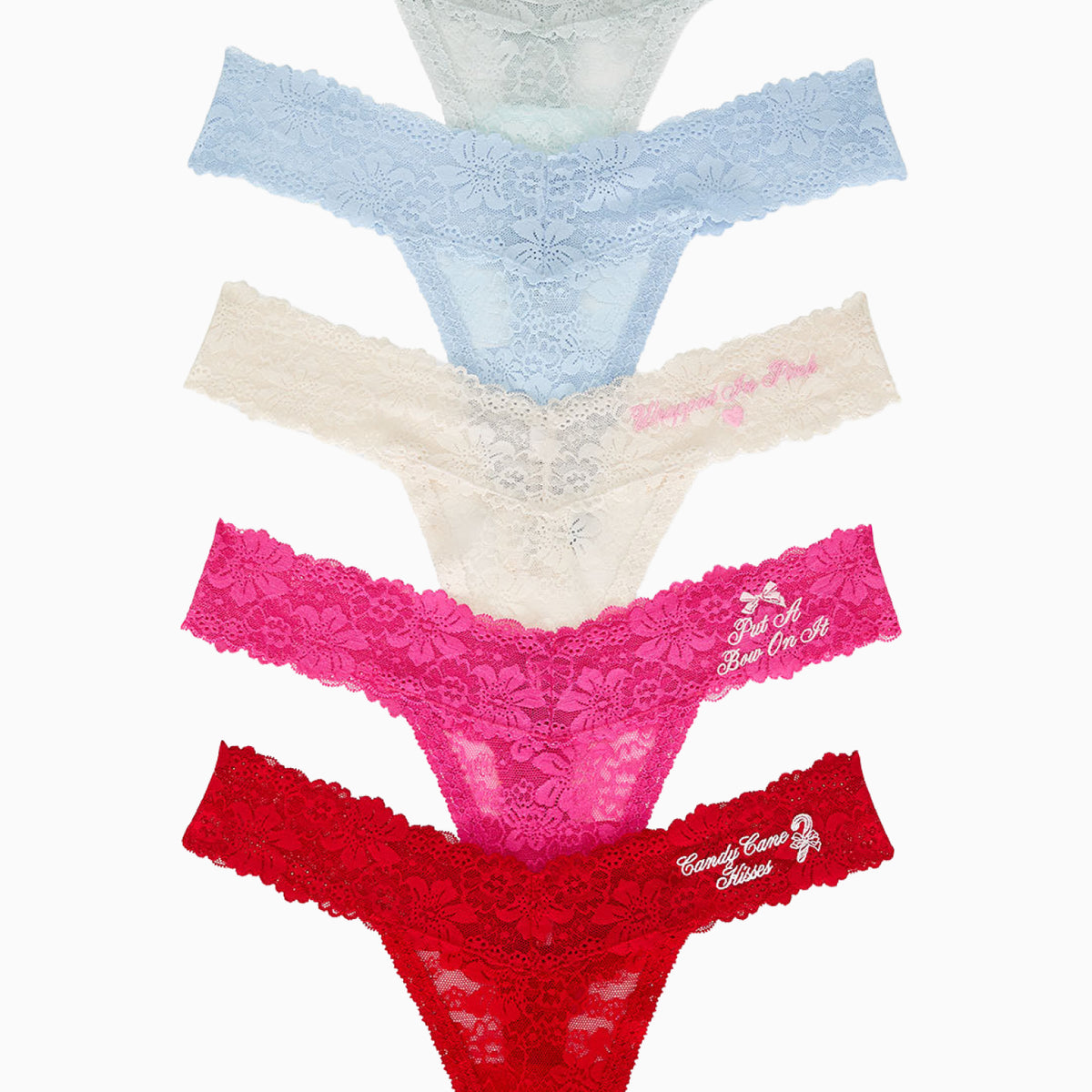 PINK x LoveShackFancy Wink Lace Thong Panties - Pack of 5