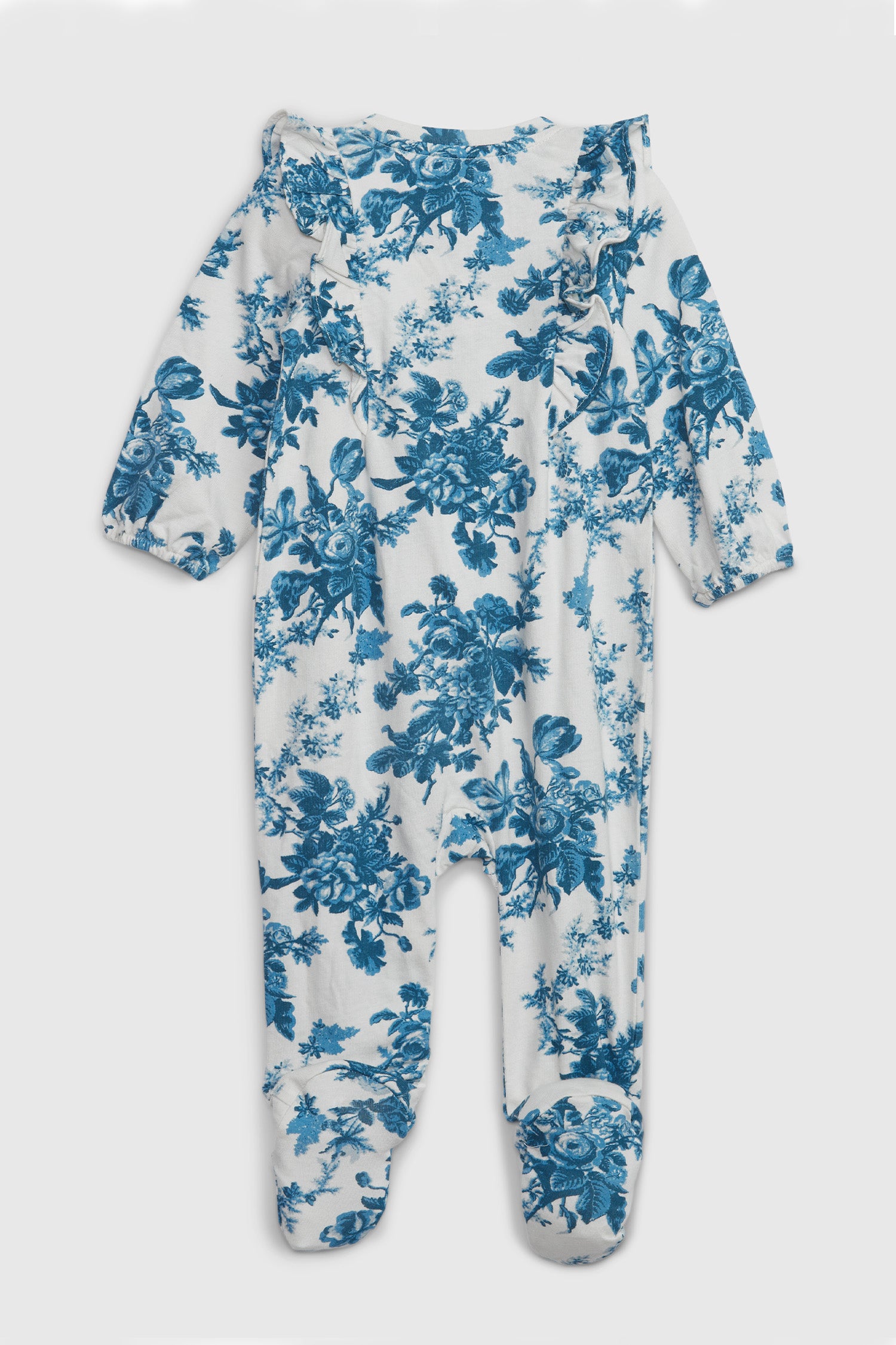 Image showing back of Baby's blue floral onesie