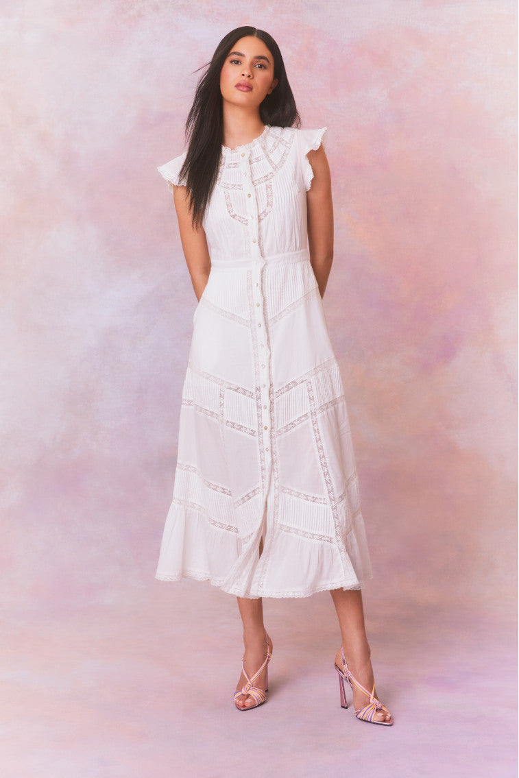 Remi Cotton Victorian Midi Dress