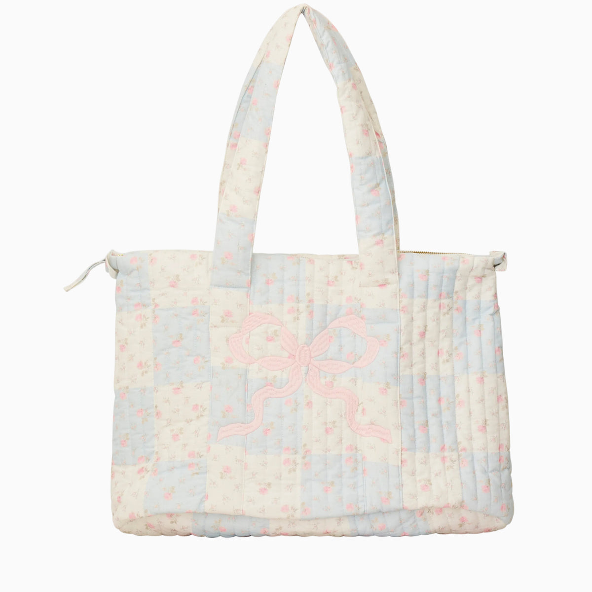 Floral Quilted Cotton Bow Embellished Duffle Bag | LoveShackFancy