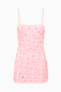 Pink floral dress on a white background