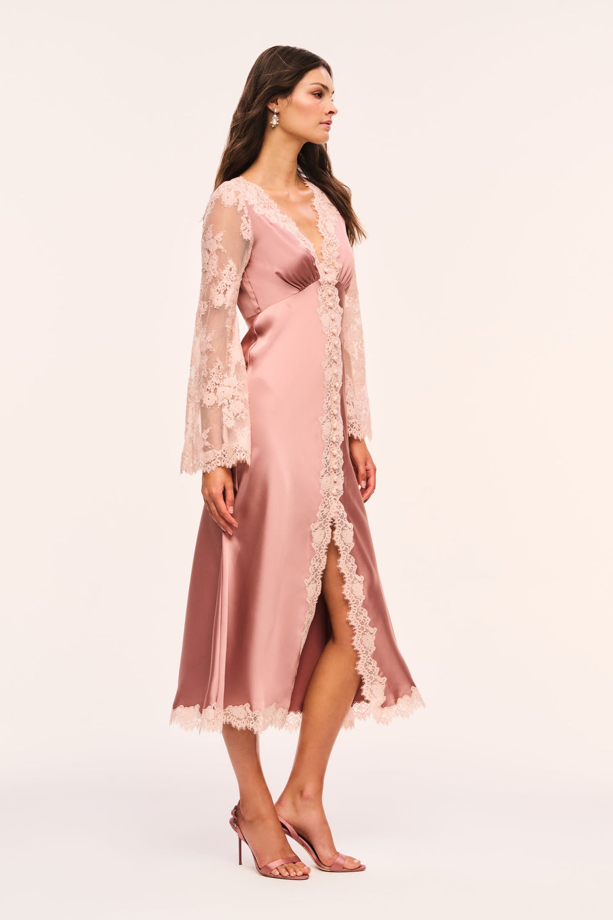 Vittoria Satin and Lace Midi Dress