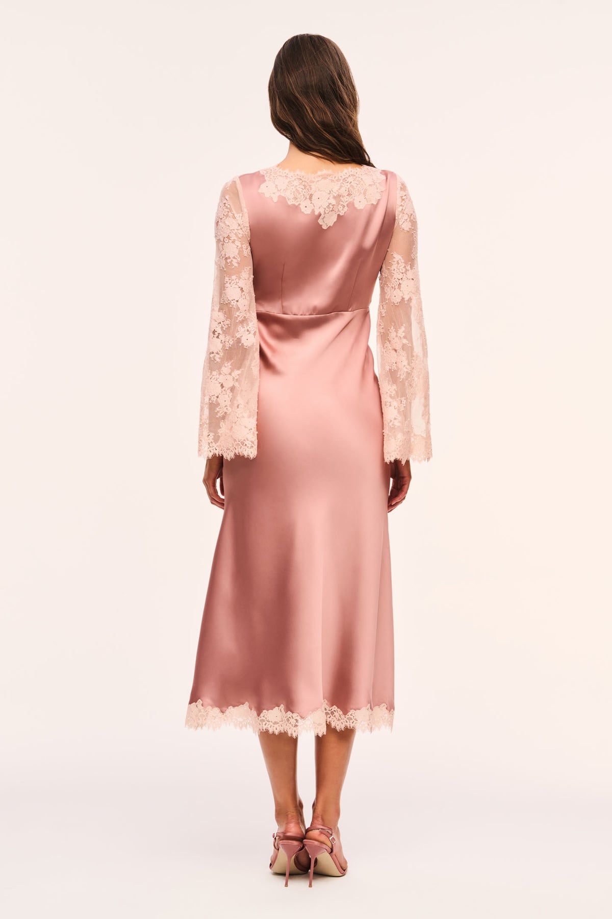 Vittoria Satin and Lace Midi Dress