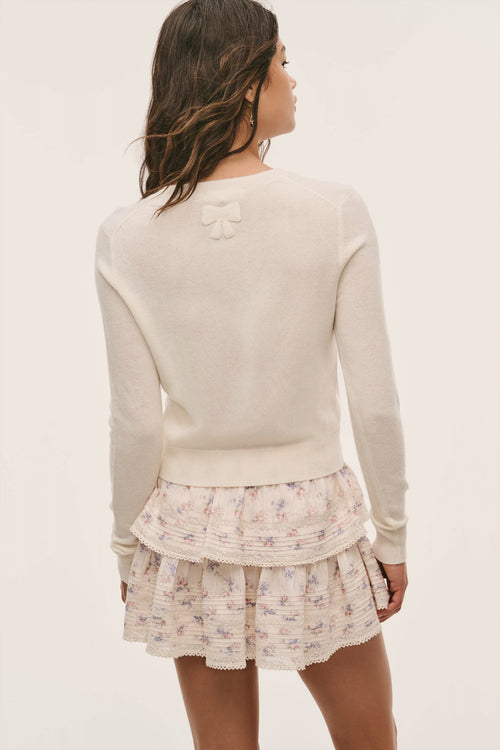 Cream Floral Ruffle Mini Skirt