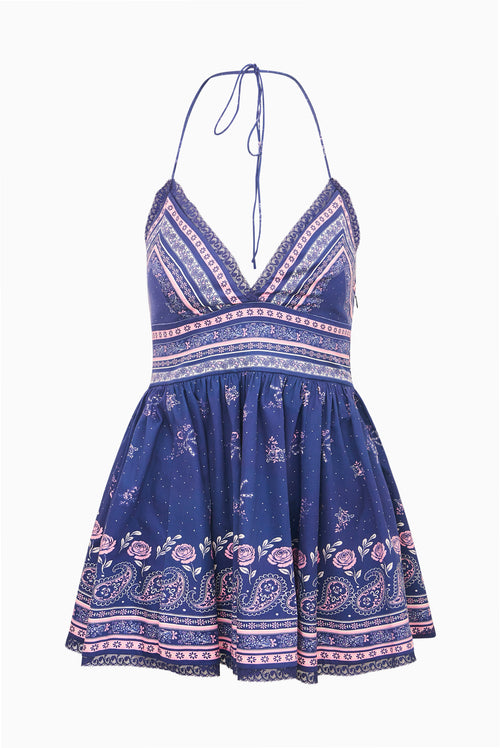 Arletta Cotton Bandana Print Mini Dress