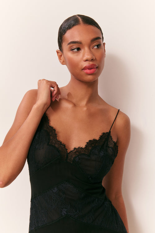 Astra Silk Lace Maxi Dress