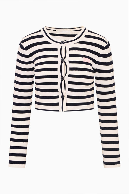 Avanette Striped Stretch Knit Cardigan