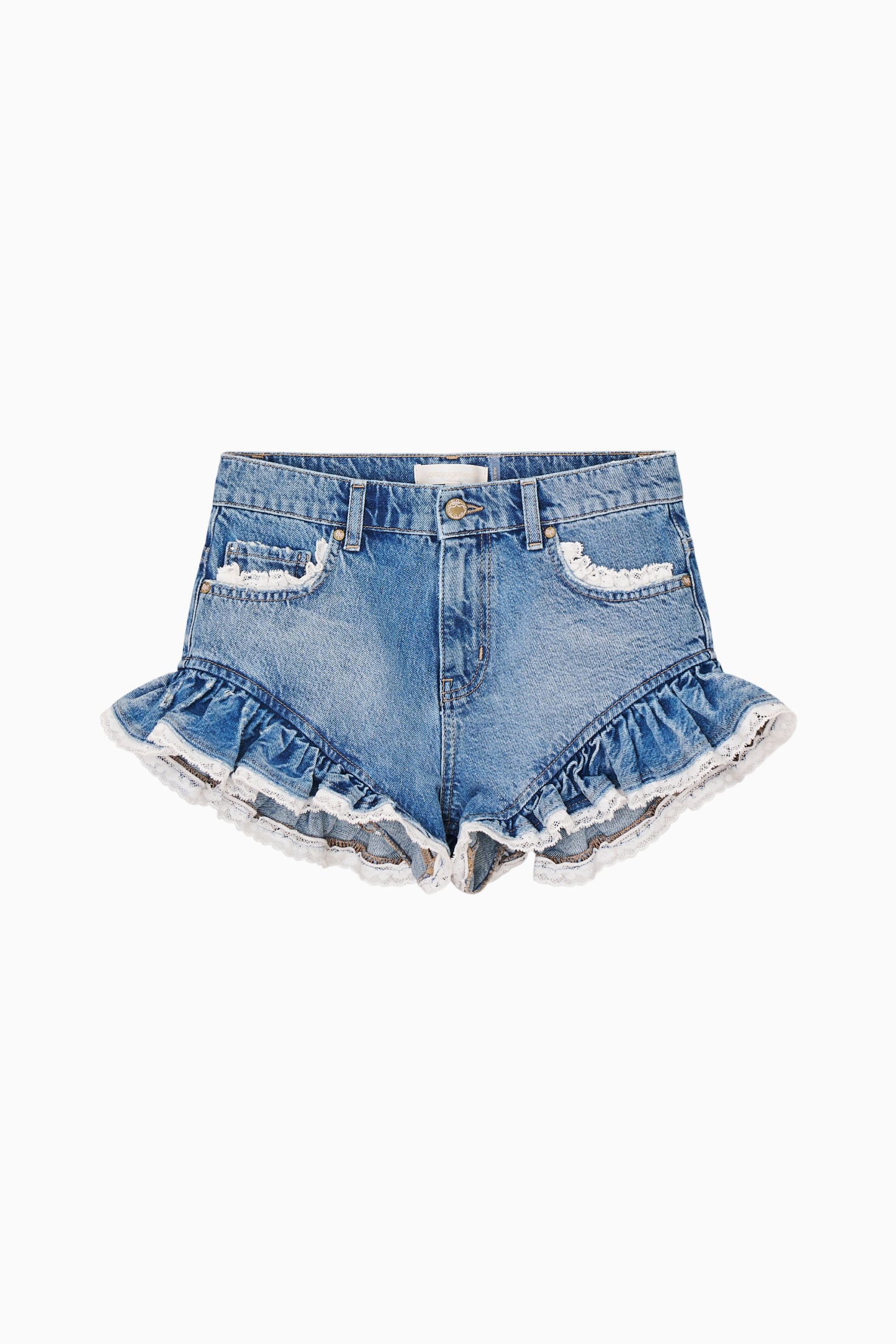 Azalure Denim Ruffle Mini Shorts